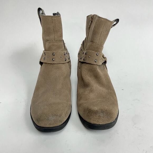 Korks By Kork-Ease Cassandra Ankle Boots Western Harness Suede Tan Gray 7.5 - Picture 3 of 9